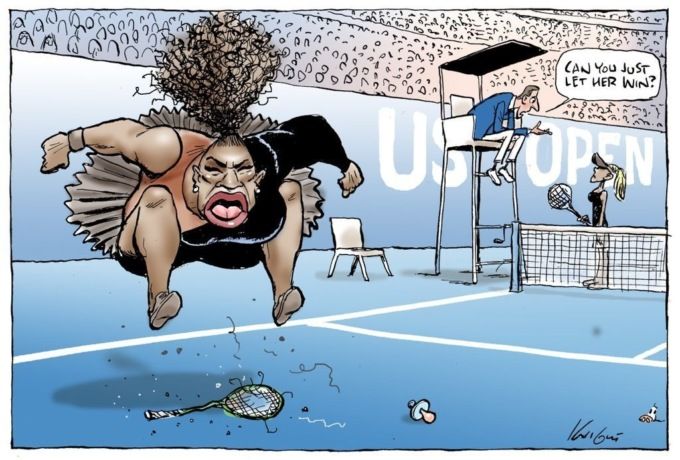 карикатура на тенисистку